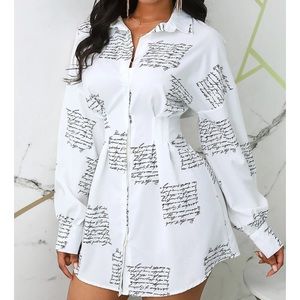 Blue Letter Print Dress